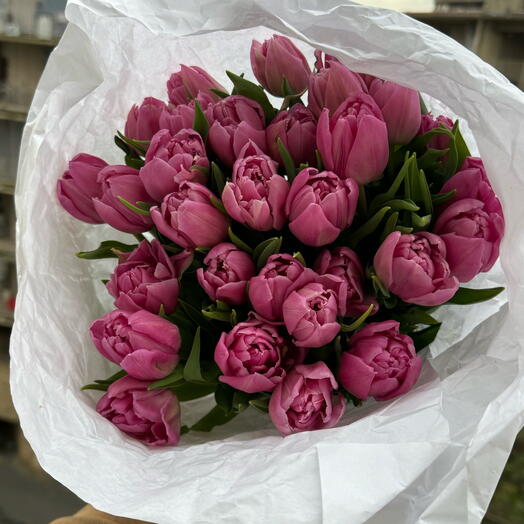 Pink pivoines tulips 29 stems