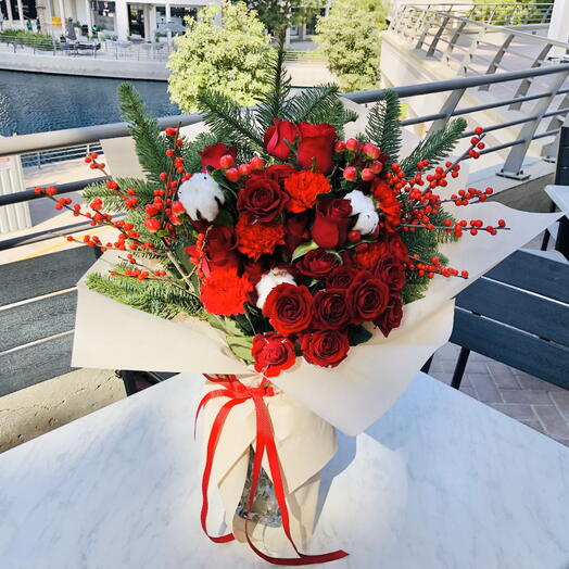 Crimson Christmas bouquet