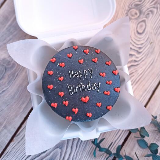 Бенто-торт черный Happy birthday на день рождения для мужчины