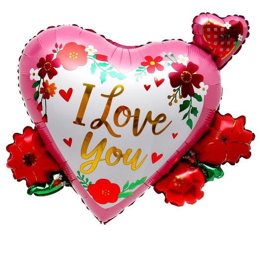 Шар Сердце с цветами