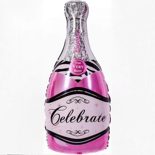 Шар гелий «Бутылка шампанского» розовый, фольгированный. Helium balloon Bottle of Champagne pink
