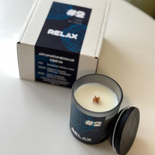 Ароматическая свеча из кокосового воска с деревянным фитилем, аромат 2 RELAX