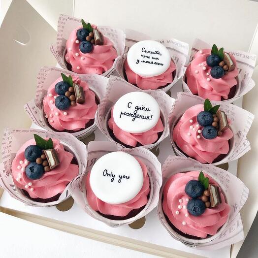 Набор капкейков "С Днём Рождения!" — 9 шт.🎉🧁