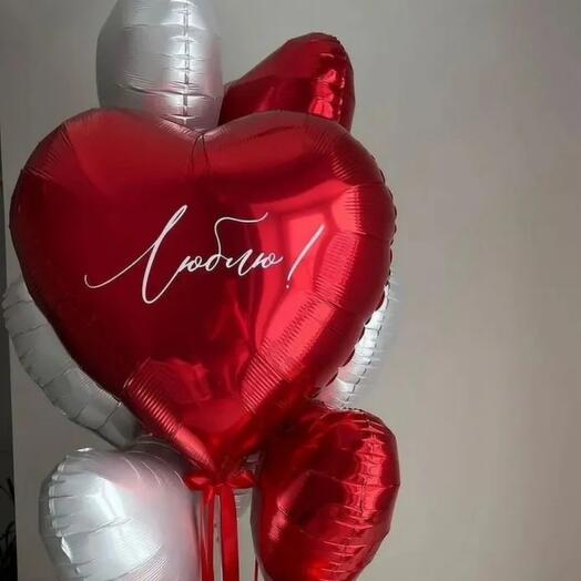 Набор сердец Люблю красно-белый