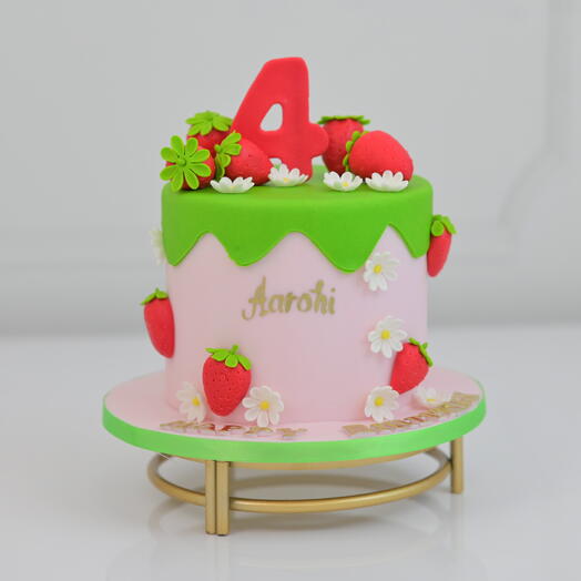 Adorable Strawberry-Themed Birthday Cake for Your Baby Girl