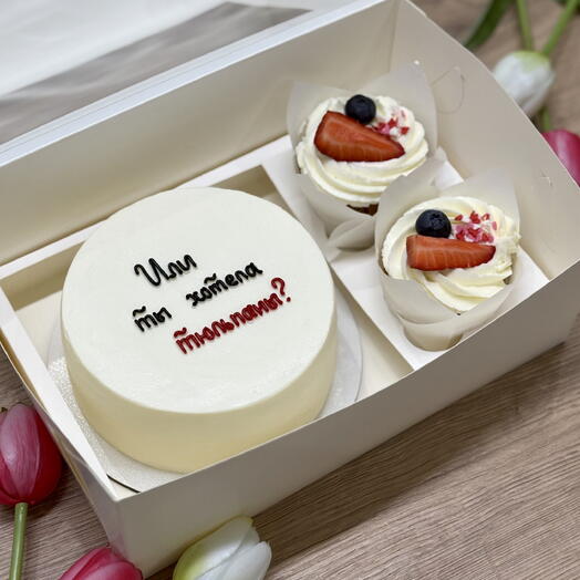 Бенто-торт MAXI+капкейки «Или ты хотела тюльпаны»