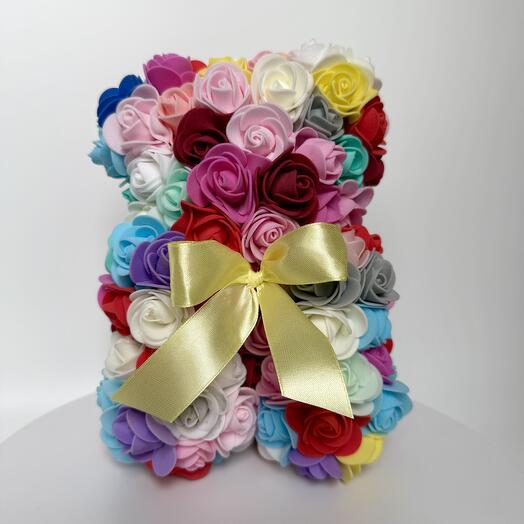 🌹 Мишка из роз Luxury Rose Bear из фоамирана Цветной 3