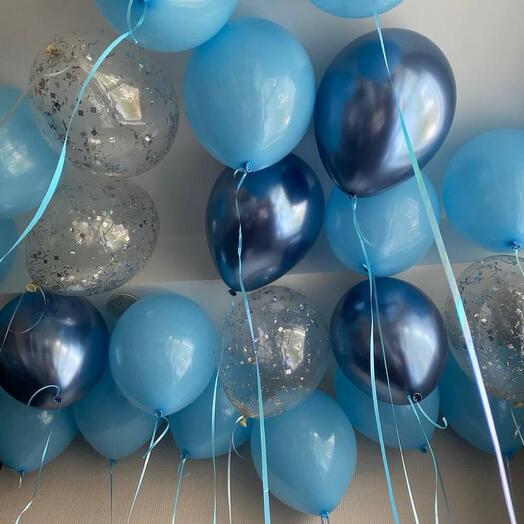 Для парня - Набор из 25 шаров в холодных голубых оттенках