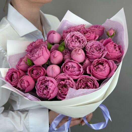 Пионовидные кустовые розы Misty Bubbles 7 штук