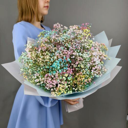 Большой букет из разноцветной гипсофилы 15 шт Арт.024