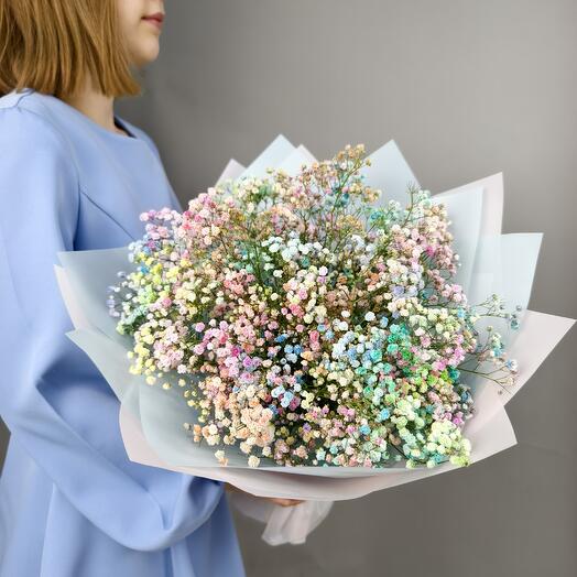 Пышный букет из разноцветной гипсофилы 11 шт Арт.023