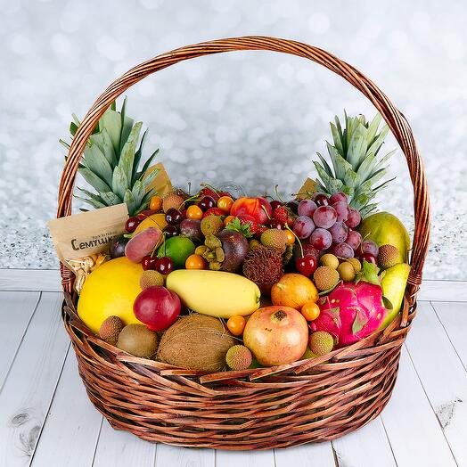 Фруктовая корзина с экзотикой и орехами, огромная, 15 кг