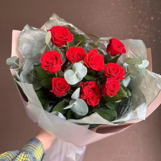 Букет из роз и эвкалипта🌹