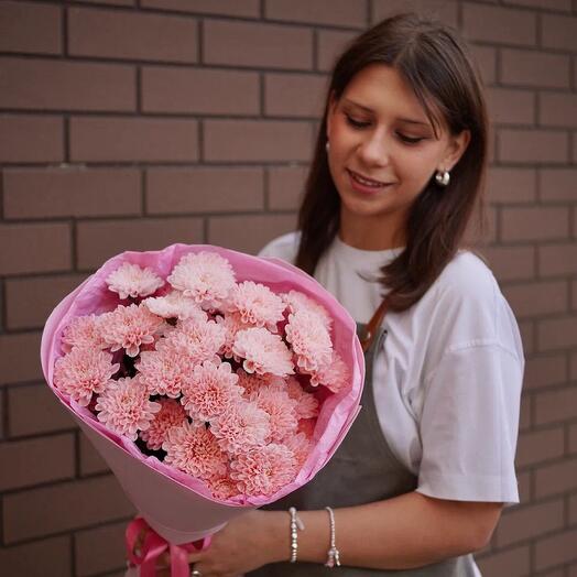 Букет из персиковой хризантемы Алтай
