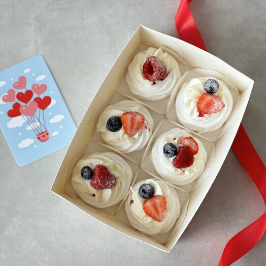 Набор мини-безе Павлова 6 шт на 14 февраля День влюбленных