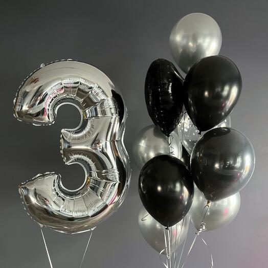 Набор воздушных шаров с цифрой в трендовой гамме