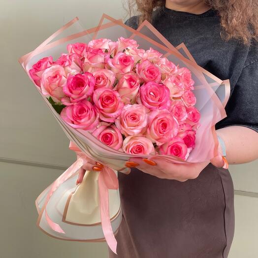 Букет из 21 розы сорта Джумилия + сладкий подарок🎁