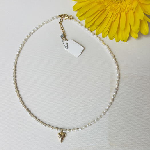 Чокер жемчуг, золотое сердце