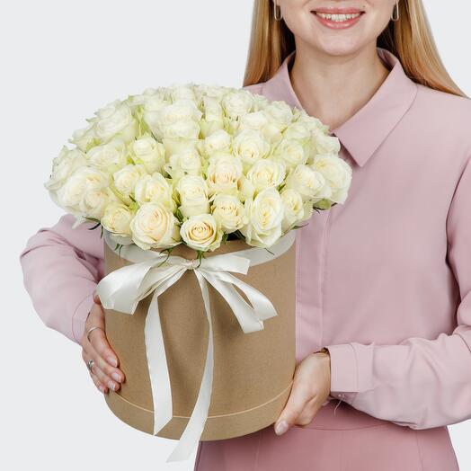 Flowers in a box 51 white roses