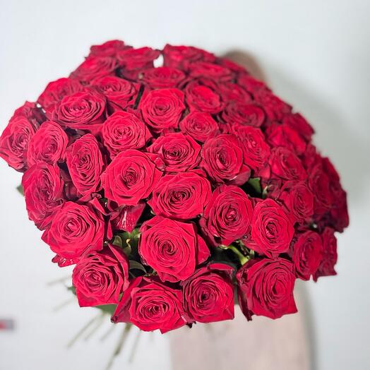 Букет из 51 красной розы под ленту 🌹