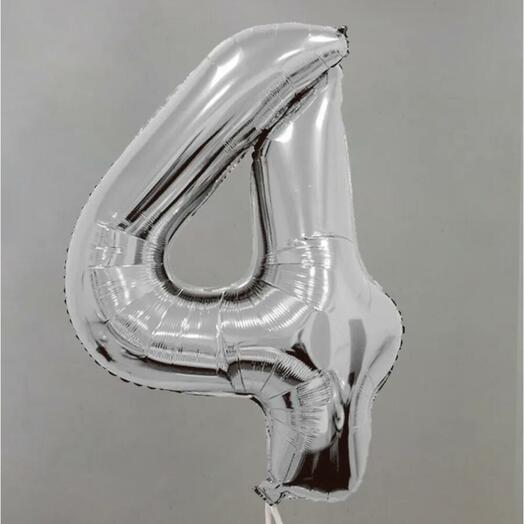 Шар Цифра 4 серебро
