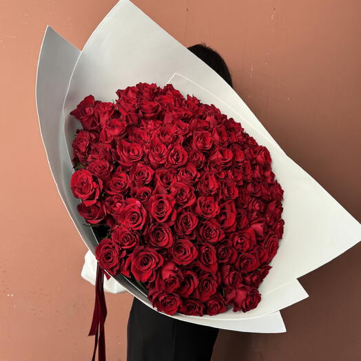Букет 1520 | премиум букет из 101 розы 70 см для самой любимой на свете ️️️️️