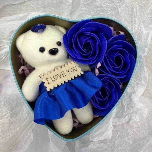 Мишка в коробочке "сердце"