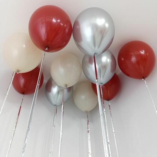 Mix of 10 balloons "Wine, beige, silver"