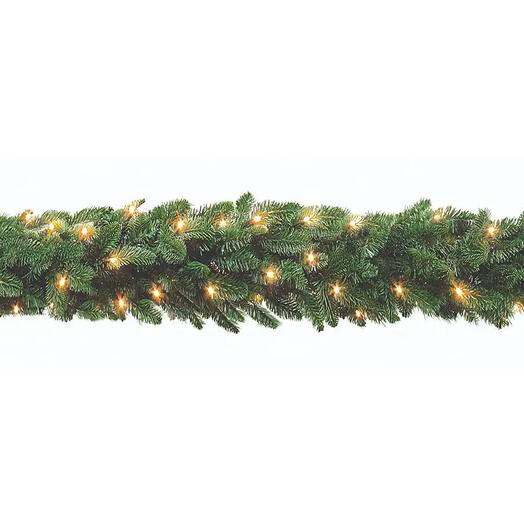 Хвойная гирлянда "Нормандия" (литая хвоя PE+PVC), с 96 теплых белых LED-огней