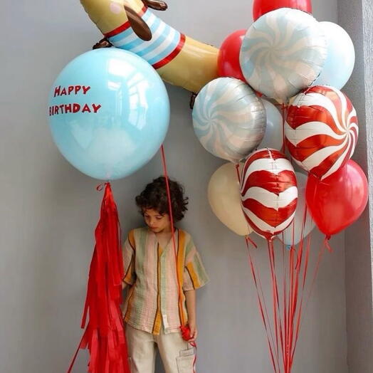 Kids set of Balloons with sign Happy Birthday