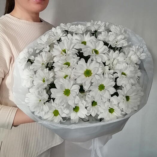 🌼Милый букет "PERVOЦВЕТ" из ромашковых кустовых хризантем в дизайнерском оформлении