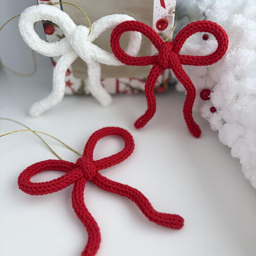 Елочные игрушки «Бантики» ручной работы