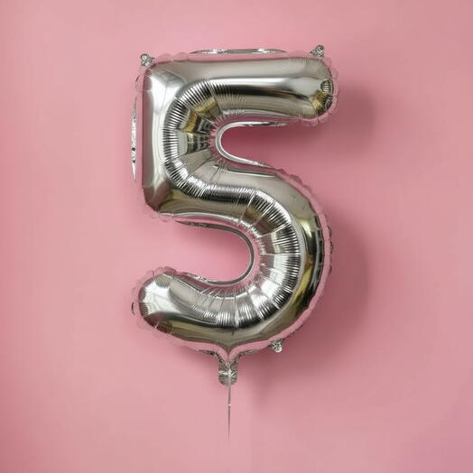 Шар цифра серебро «5»