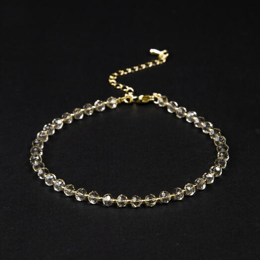Браслет на ногу (анклет) Дрок Хрусталь шампань 14K 21 см (ANK1012)