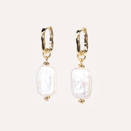 Серьги Акация Барочный жемчуг белый культивированный 14K (EAR1140)