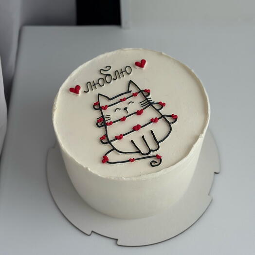 Торт 1 кг «котик - люблю»