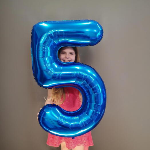 Шар Цифра синий 5