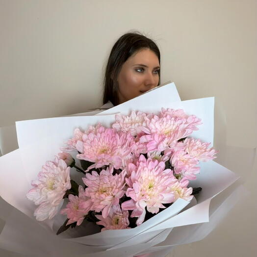 Букет из 3 кустовых хризантем в упаковку
