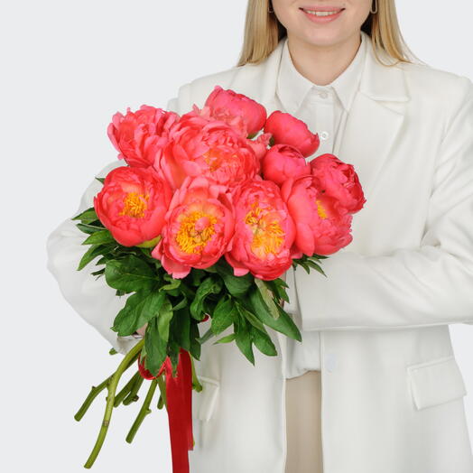 🌹Букет из 11 Коралловых пионов
