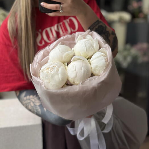Белоснежные пионы 5 штук PEONY45