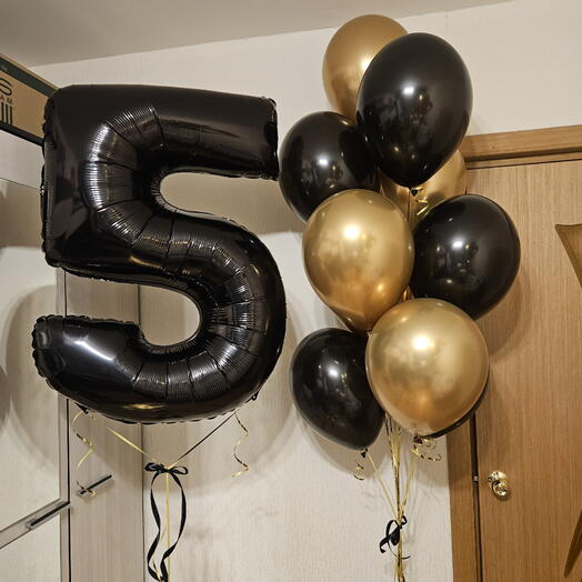 Шары золотые и черные на 5лет сына,мальчика,малыша-11шаров