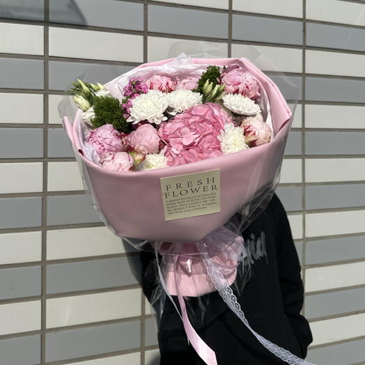 Авторский букет с пионами Сара Бернар , гортензией и душистой матиоллой 💗😍Гортензия Пионы Матиолла Хризантема