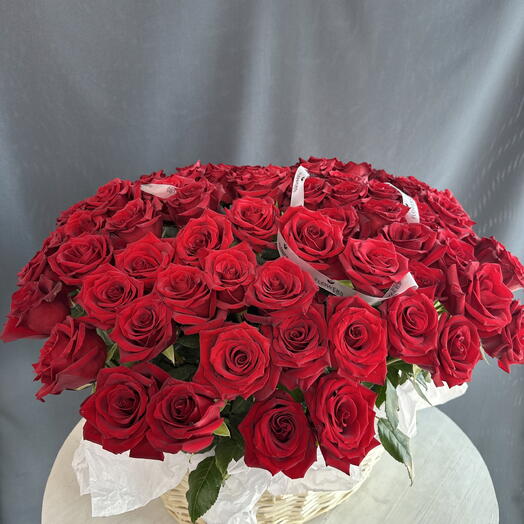 Шикардос 🌸 Корзина из 85 красных роз 🌸
