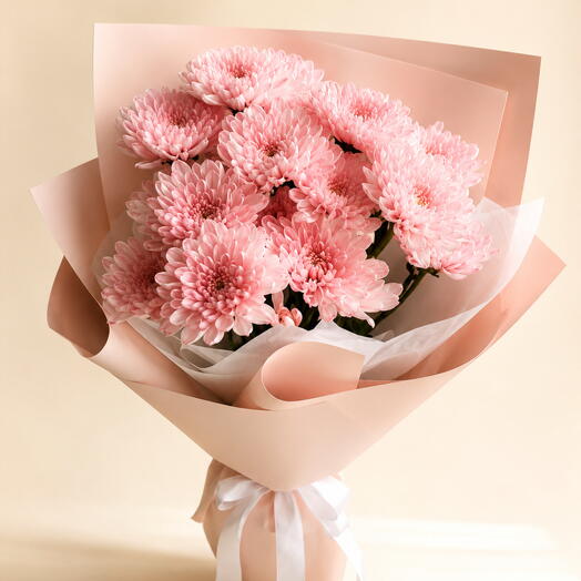 🌸 Букет из 3 розовых хризантем — нежный подарок 🌸