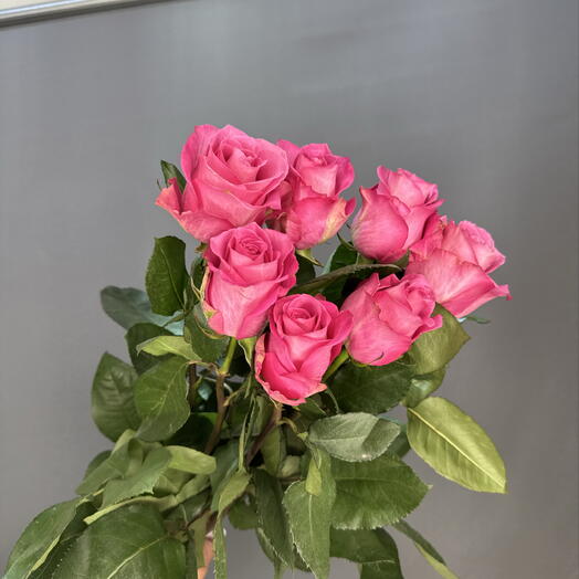 7 розовых роз без упаковки 🌸