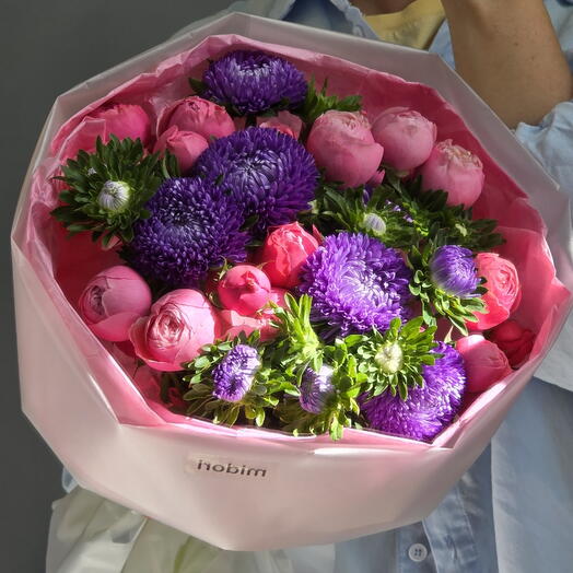 Астры и пионовидные кустовые розы сильва 💕