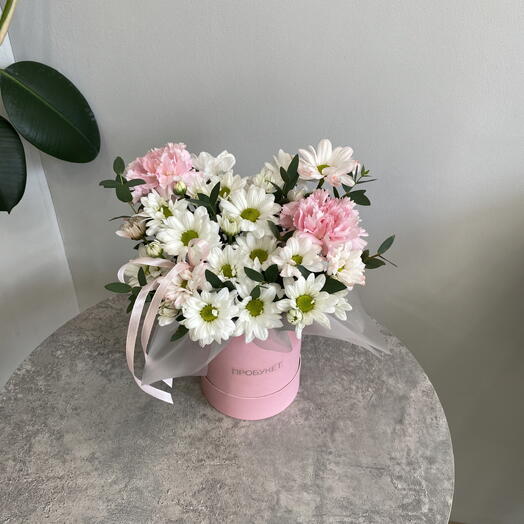 Композиция бело - розовая с ромашкой 🌸