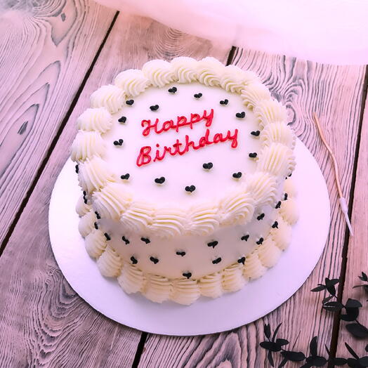 Торт 1,5кг в стиле Ламбет с рюшами и надписью Happy Birthday