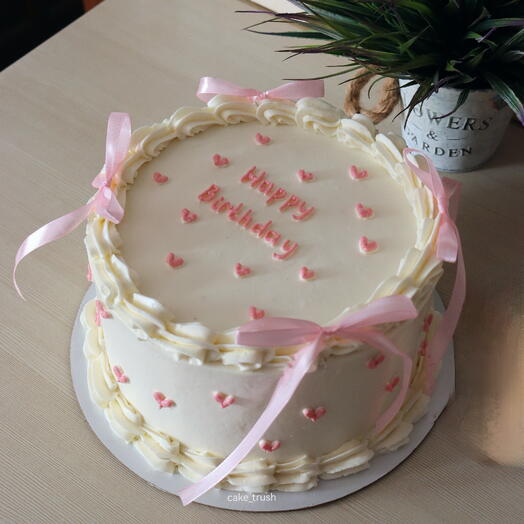 Торт в стиле Ламбет с бантиками, надпись happy birthday