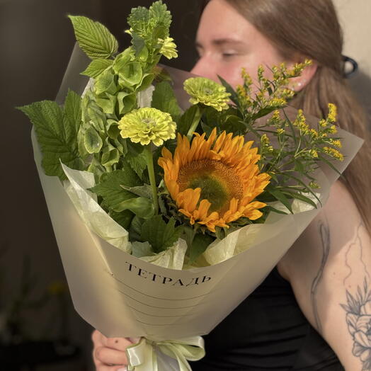 Букет ко Дню Знаний с подсолнухом 🌻